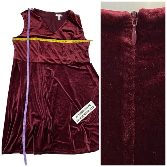 London Times Dress Womens 22W Red Velvet Party Work Office Date Elegant Stretch - Picture 2 of 11